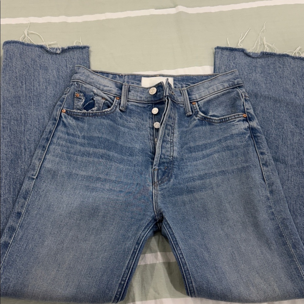 MOTHER Blue Distressed Jeans